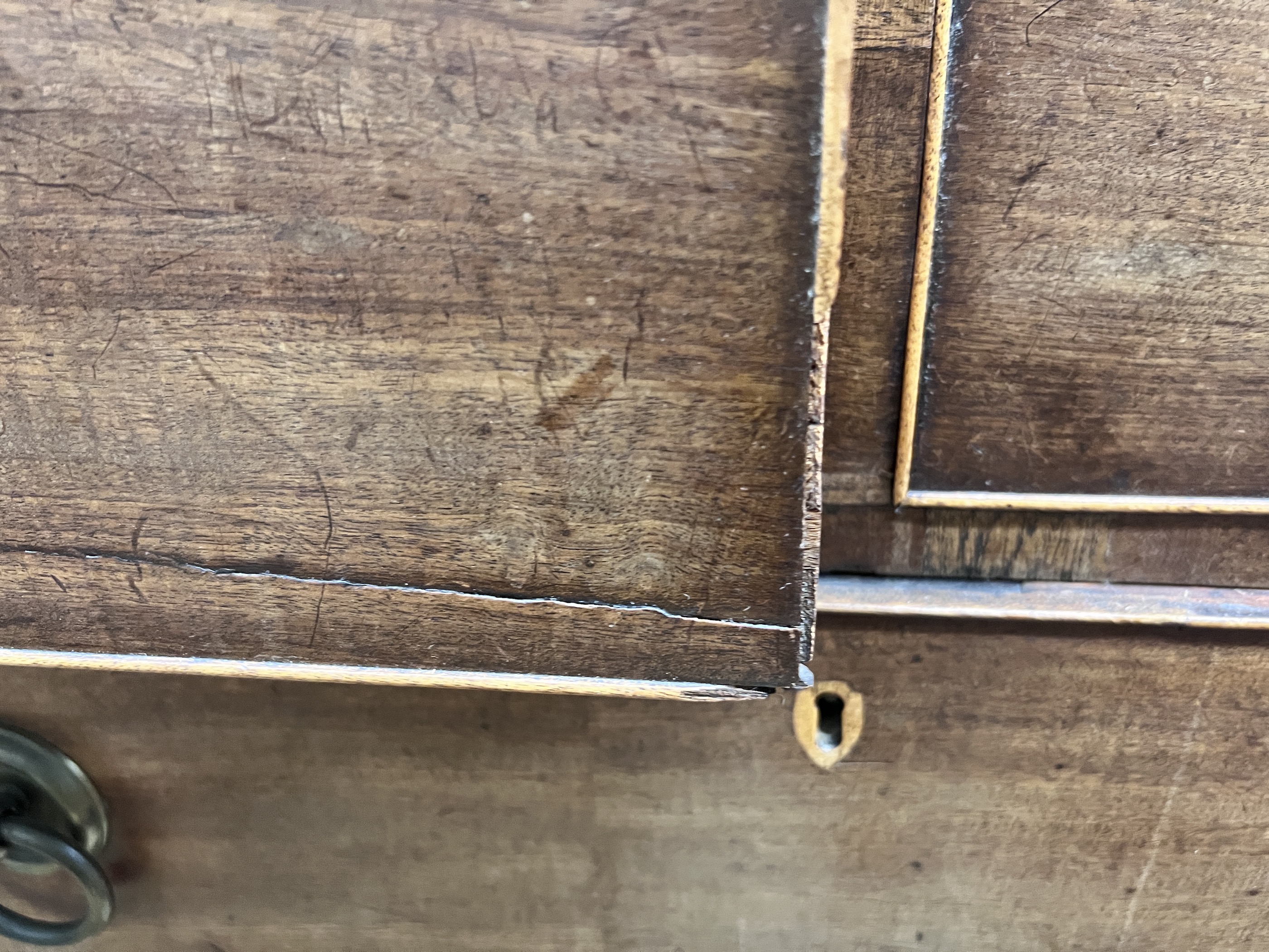 A Regency inlaid mahogany bow front chest, width 108cm, depth 48cm, height 115cm